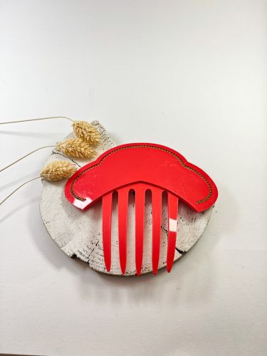 Peineta 3 medios círculos y piedras coral