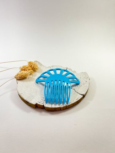 Peineta niña 7 arcos de acetato turquesa