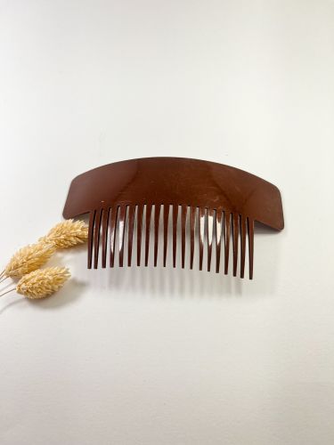 Peineta lisa acetato rectangular grande marrón