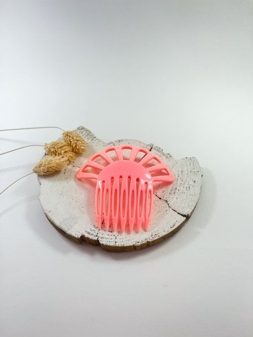 Peineta niña 7 arcos de acetato rosa bebé