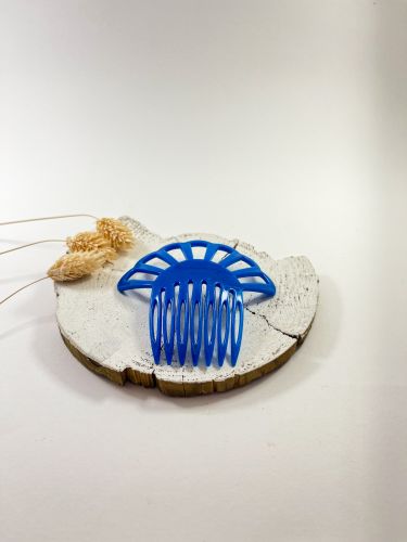 Peineta niña 7 arcos de acetato azul eléctrico