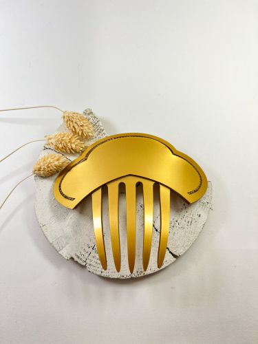 Peineta 3 medios círculos y piedras dorado