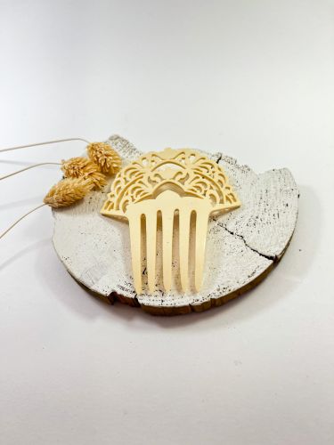 Peineta niña enredadera acetato blanco roto