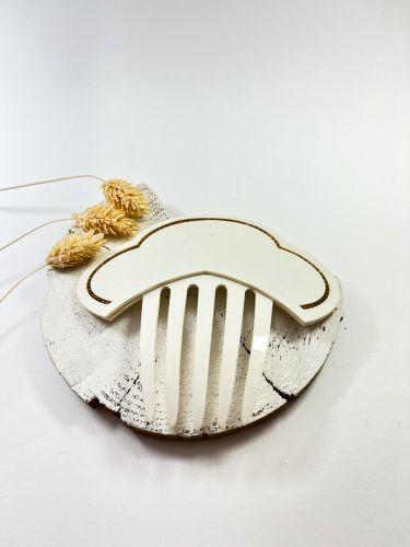 Peineta 3 medios círculos y piedras blanca