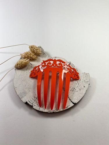 Peineta niña enredadera alargada acetato naranja