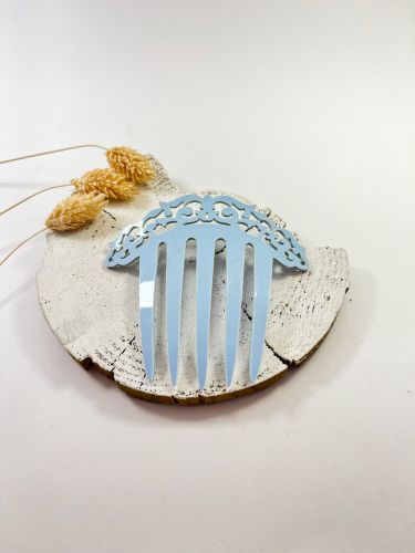 Peineta niña enredadera alargada acetato azul bebé