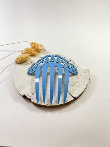 Peineta niña enredadera alargada acetato azul