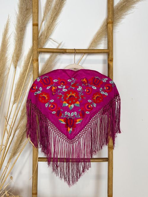 Mantón seda Araceli niña frambuesa