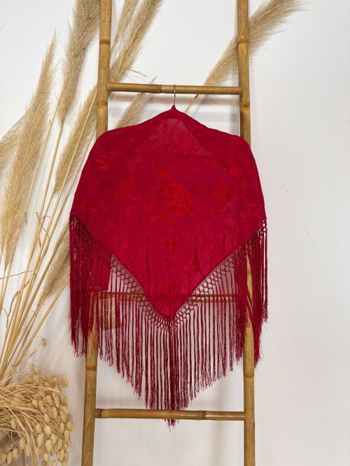 Mantón seda Lucía rojo sangre