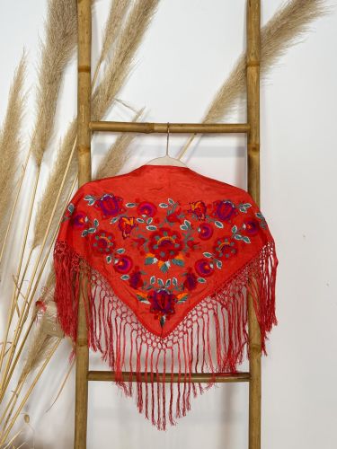 Mantón seda Araceli niña coral