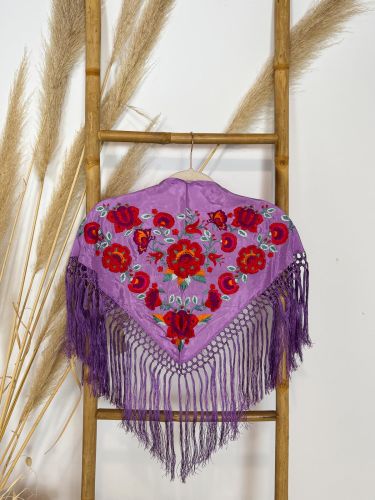 Mantón seda Araceli niña malva