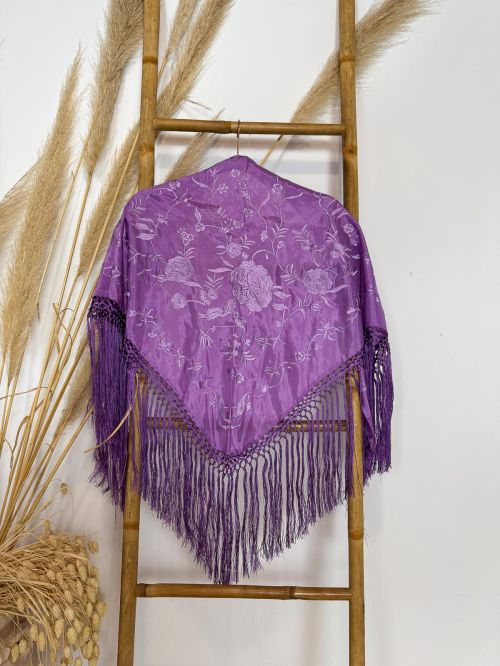 Mantón seda Lucía malva