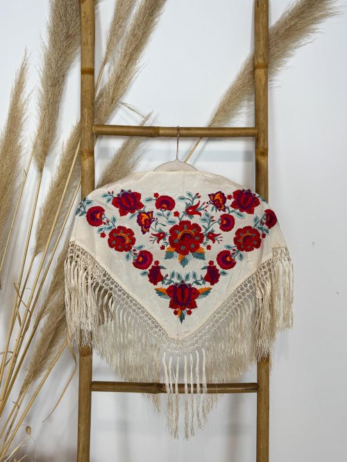 Mantón seda Araceli niña crudo