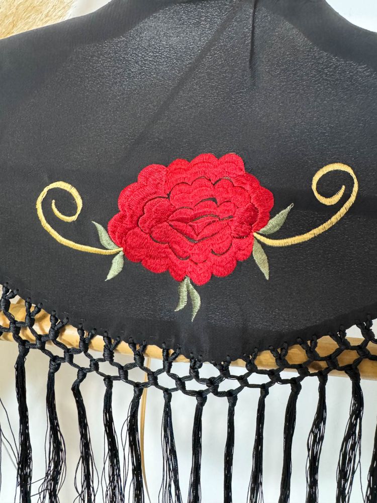 Mantón de seda niña Sole negro