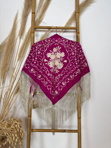 Mantón seda Almudena fucsia