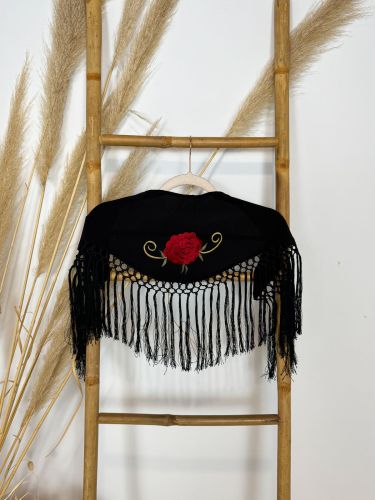 Mantón de seda niña Sole negro