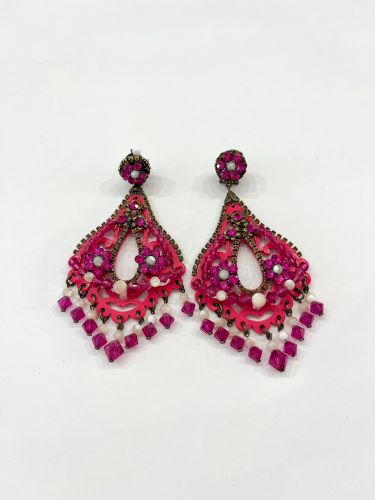 Pendiente Maite Cárdenas campana buganvilla y fucsia