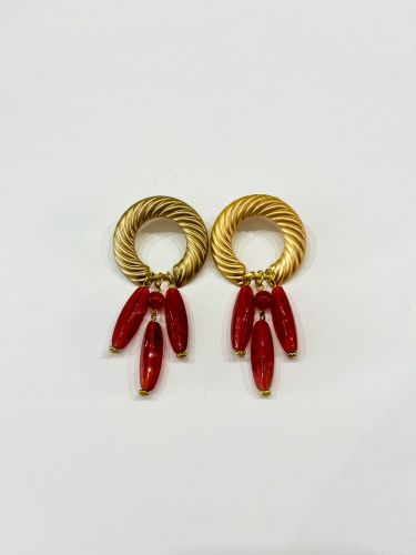 Pediente pallamén círculo trenzado dorado 3 lagrimas y...