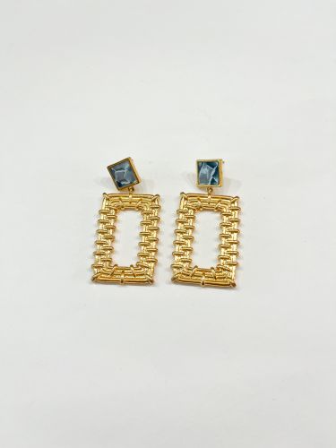 Pendiente aro cuadrado textura cogida gris mármol