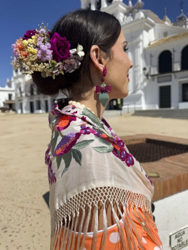 Pendiente María turquesa y buganvilla 2