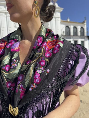 Mantón seda Valentina negro