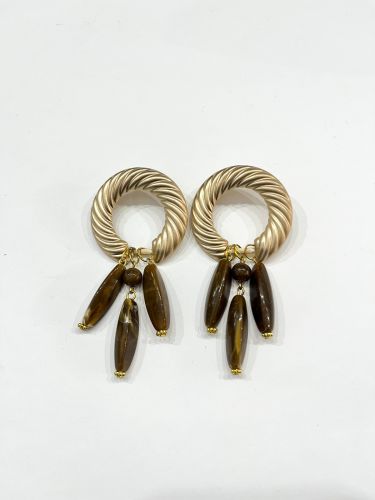 Pediente PALLAMÉN círculo trenzado dorado 3 lagrimas y...