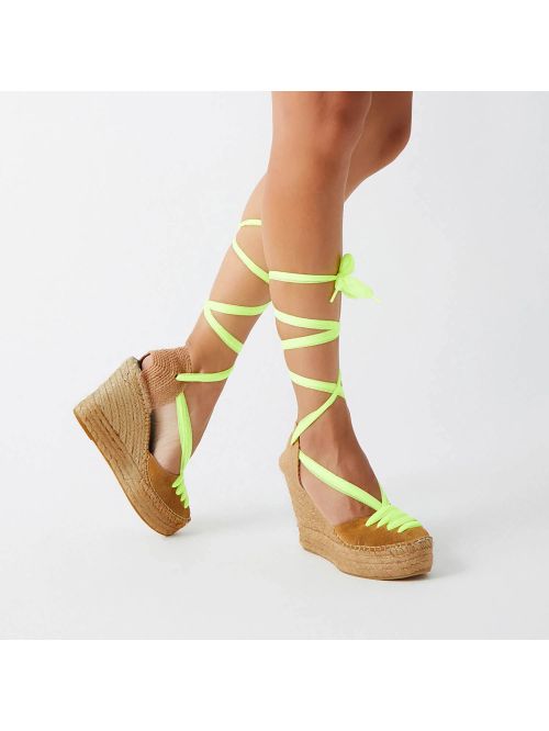 Espardeña meridia121 color canela y amarillo flúor  STAR LOVE