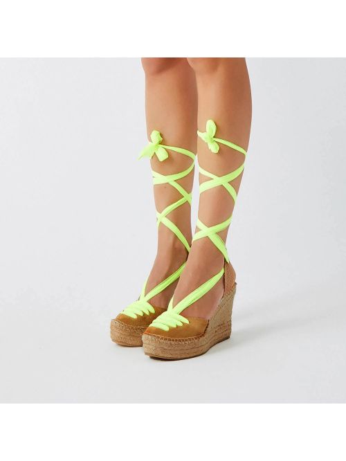 Espardeña meridia121 color canela y amarillo flúor  STAR LOVE