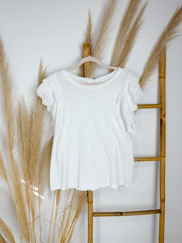 Camiseta blanca manga corta tira bordada