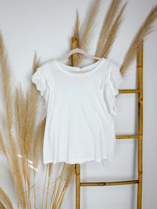 Camiseta blanca manga corta tira bordada