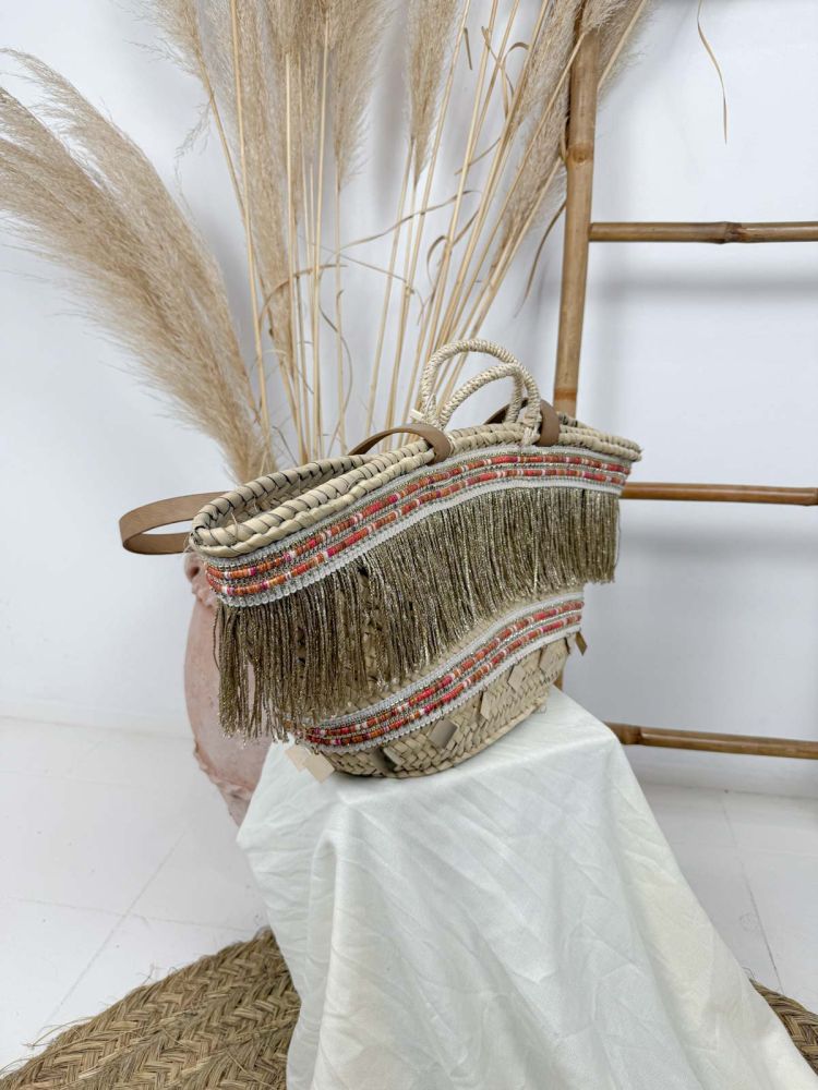 Capazo grande de yute con ribete de...