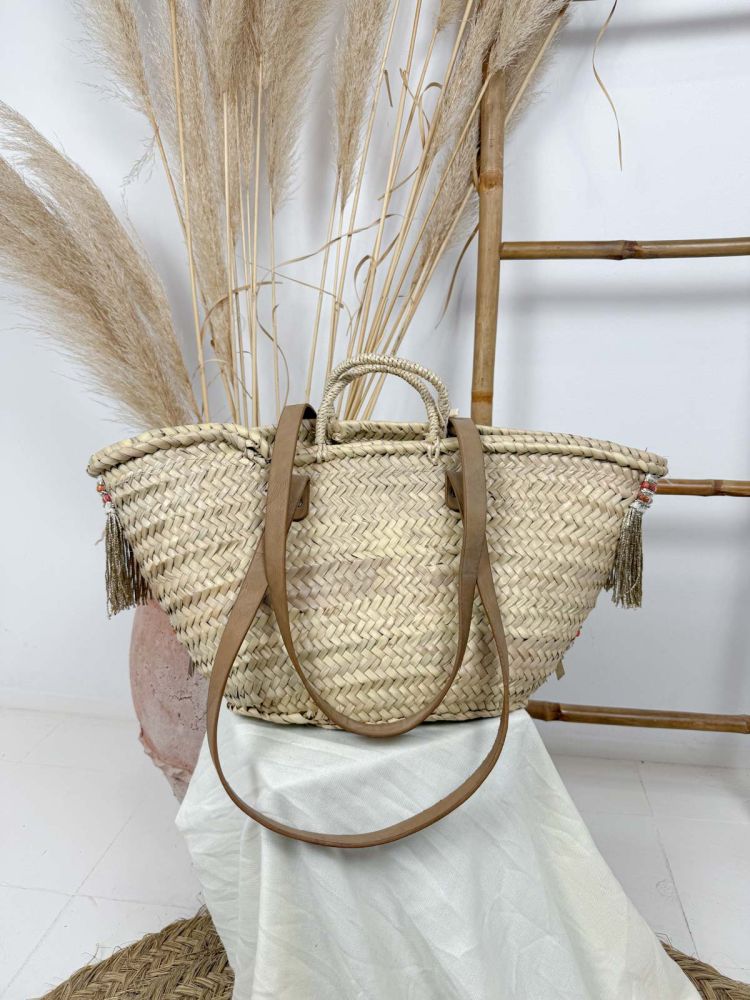 Capazo grande de yute con ribete de...