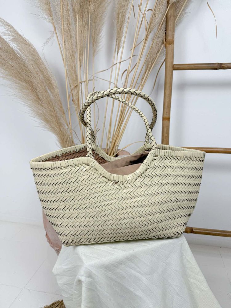 Bolso de piel crudo trenzado horizontal