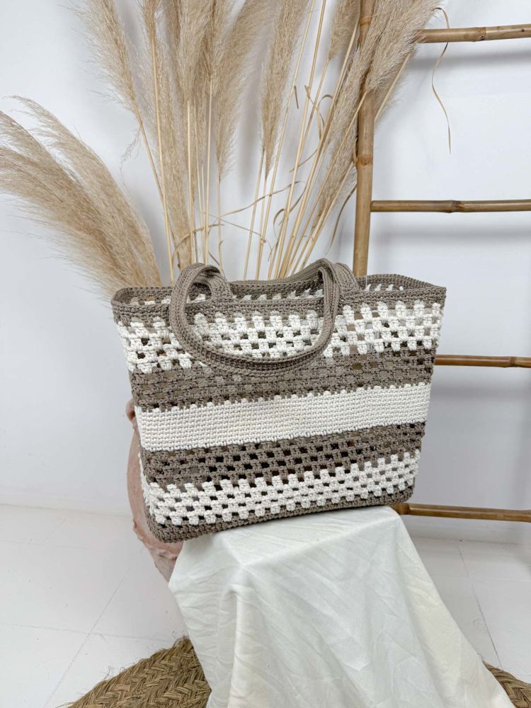 Bolso croche de cuerda bicolor