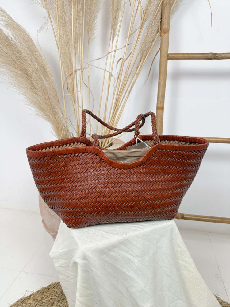 Bolso de piel trenzado horizontal