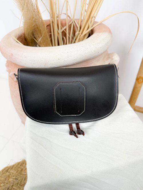 Riñonera de piel marrón oscuro moteado redondo