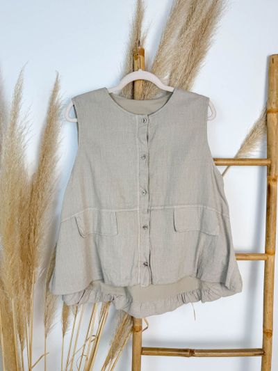 Chalequillo de lino oversize beige