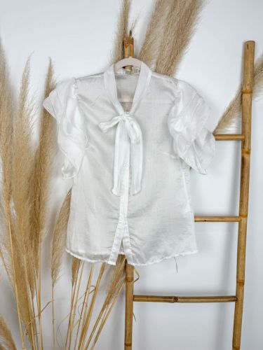 Blusa gasa blanca lazada 3 volantes sisa
