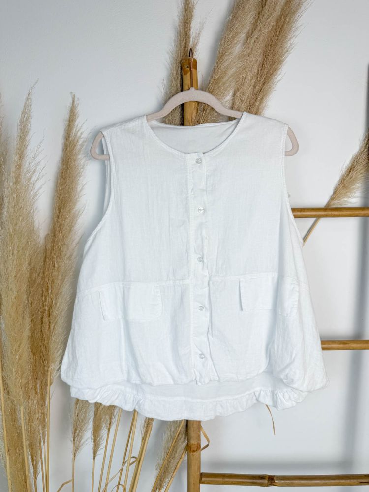 Chalequillo de lino oversize blanco