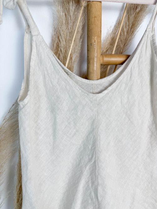 Top tiranta lazo lino taupe