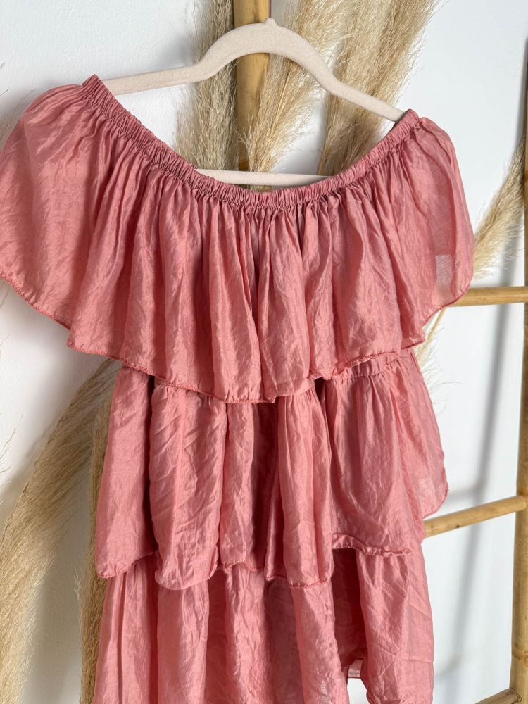 Blusa teja  3 volantes cuello engomado