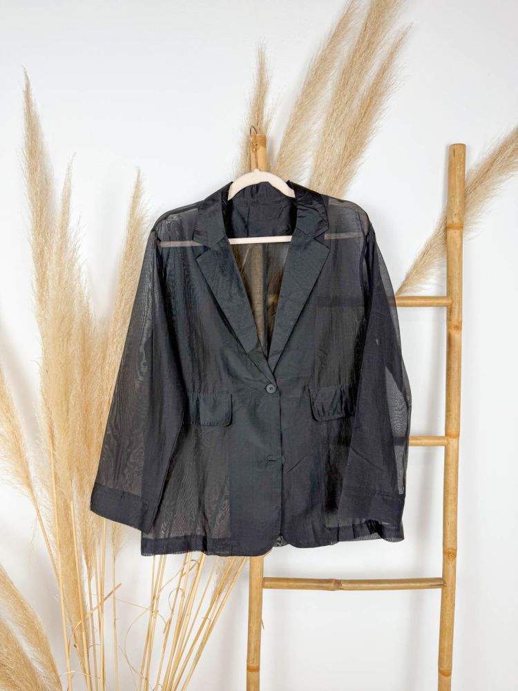 Blazer seda negra  dos botones
