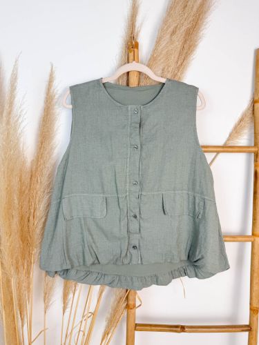 Chalequillo de lino oversize verde