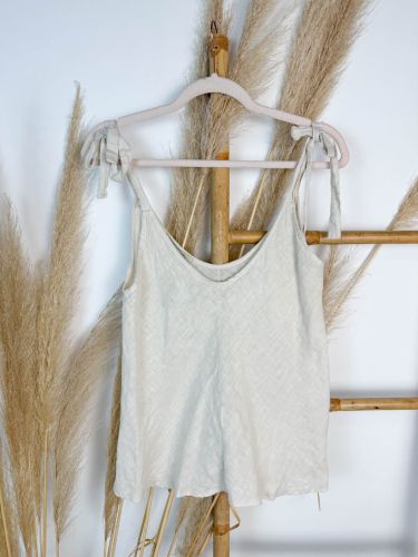 Top tiranta lazo lino taupe