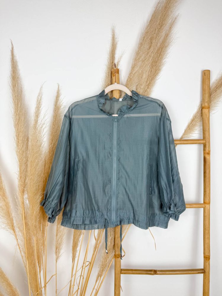 Bomber de seda azulina
