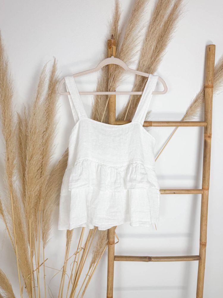 Blusa blanco doble volante tirante ancho