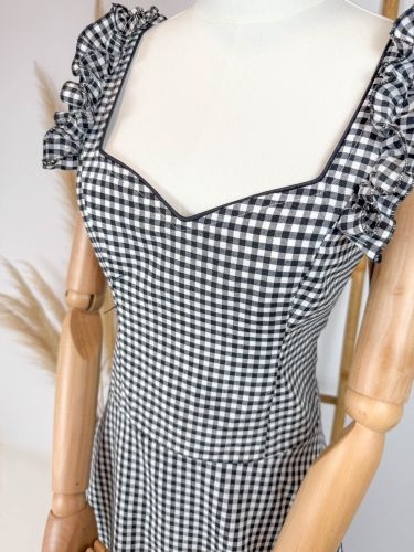 Bata Caleta cuadro vichy pequeño negro 2