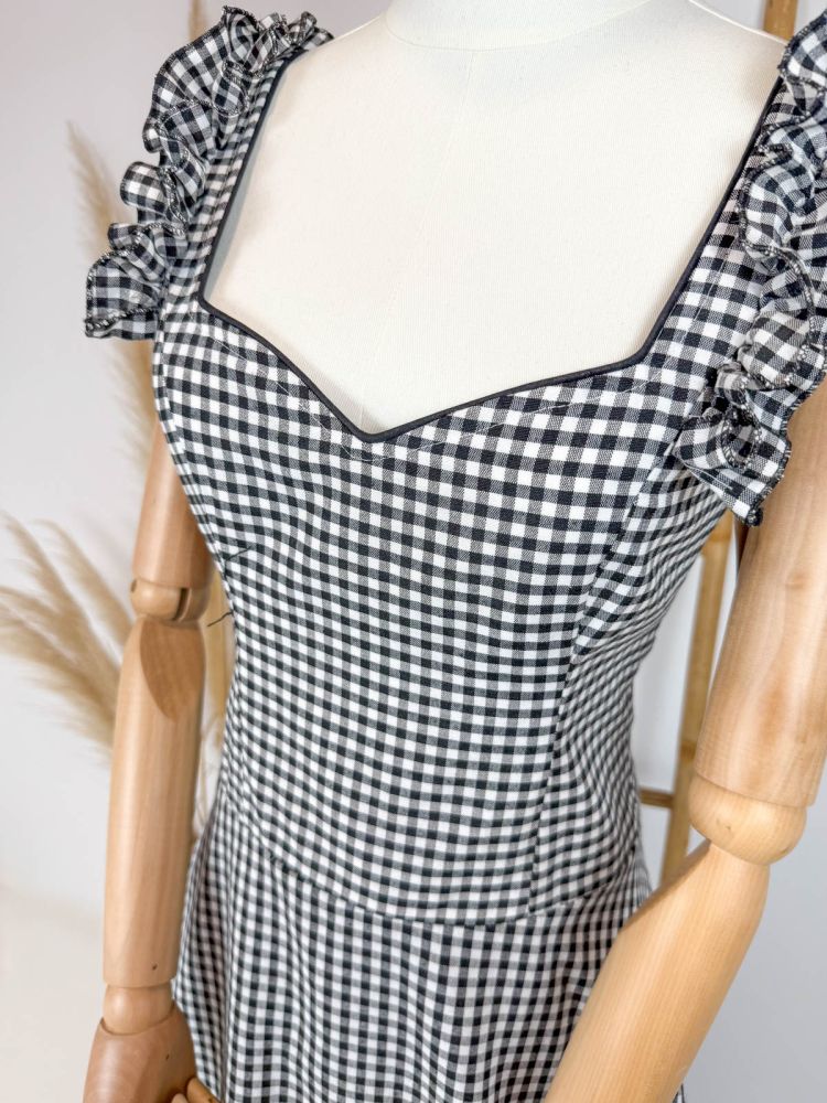 Bata Caleta cuadro vichy pequeño negro