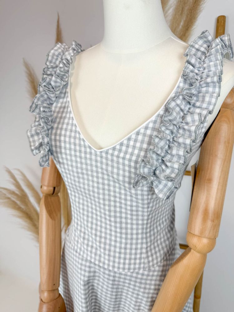 Bata Caleta cuadro vichy pequeño gris