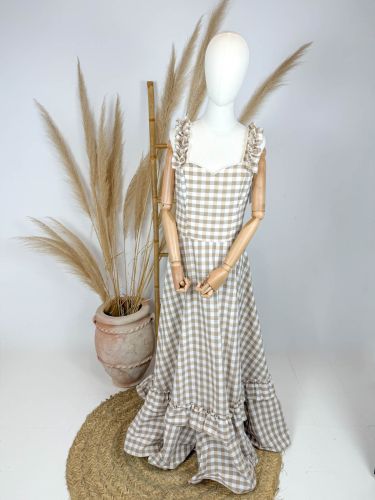 Bata Caleta cuadro vichy grande camel